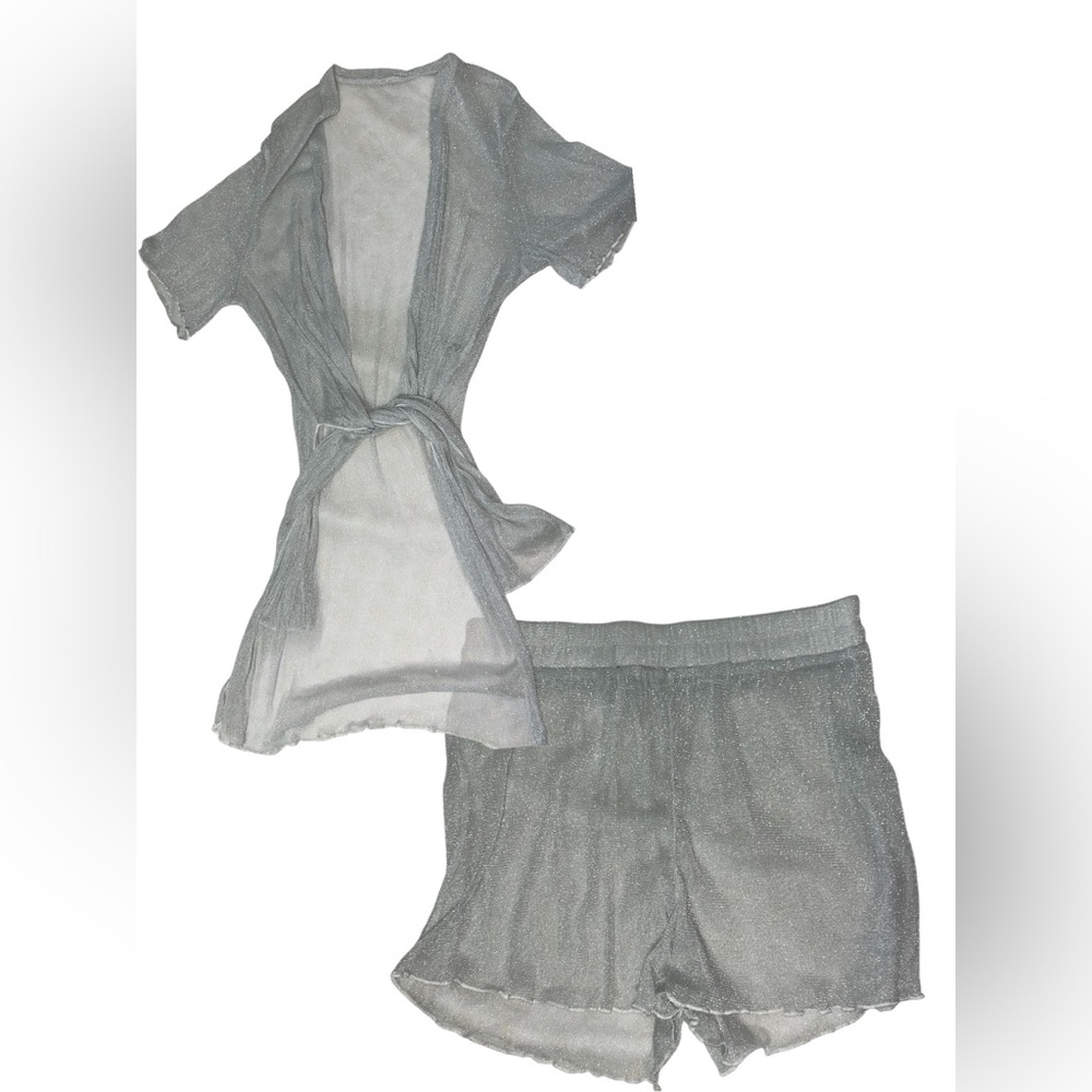 SHEIN sparkle Gray two piece Swim Coverup